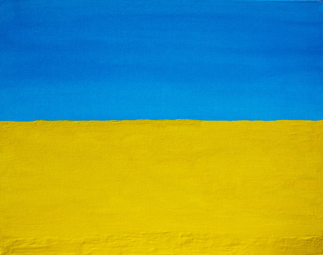 Yellow field and blue sky abstract Acrylic Canvas Others