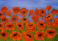 Red poppies on blue...