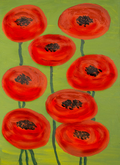 Red poppies abstract Óleo Cartulina Floral