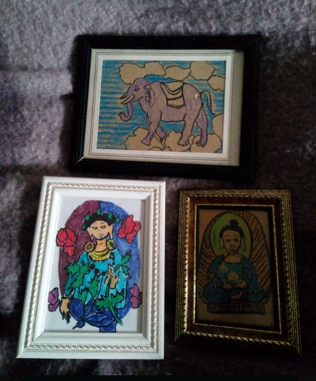 Pinturas variadas de Buda Felt-tip pen Glass Figure Painting