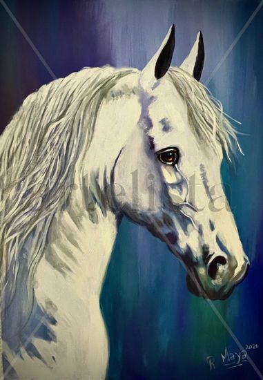 Caballo Blanco Acrylic Canvas Animals