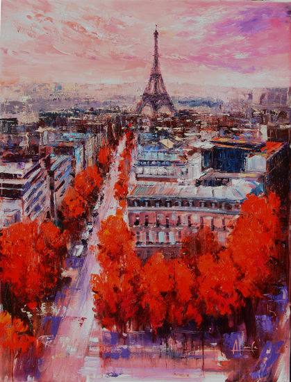 "Otoño en Paris " Óleo Lienzo Paisaje