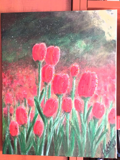 Tulipas Acrylic Canvas Floral Painting