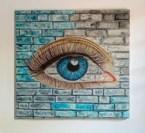 Acechar. No busques maneras raras de ver a través de mi muro. Oil Canvas Portrait