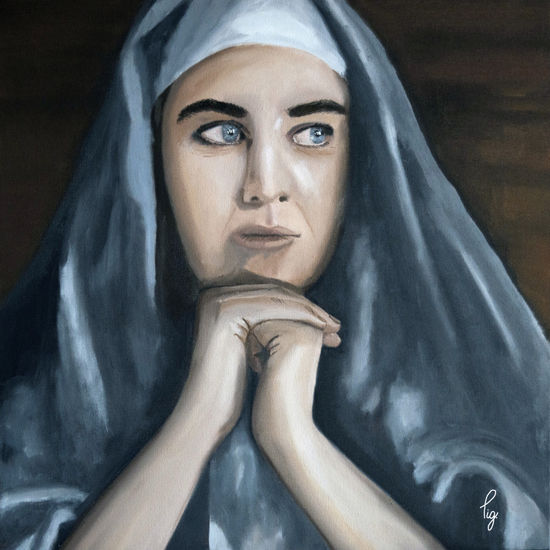 Pintura Virgen María. Oil Canvas Portrait