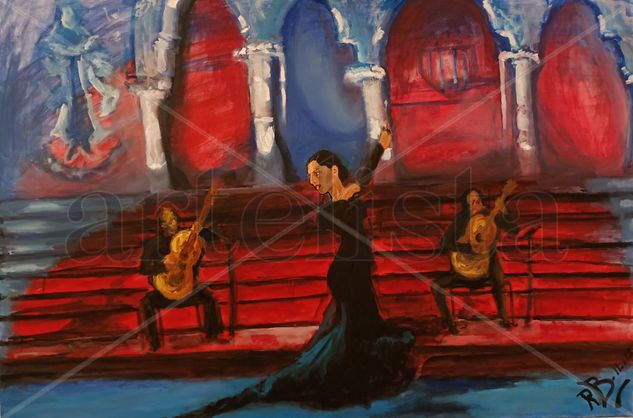 La bailaora de flamenco Óleo Lienzo Figura