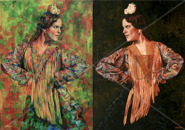 Lucía de Miguel (Flamenco Dancer) Oil Canvas Portrait