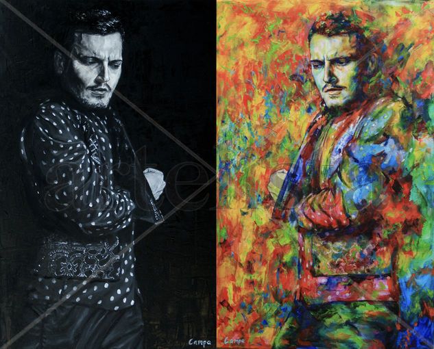 Ricardo Moro (Flamenco Dancer) Óleo Lienzo Retrato