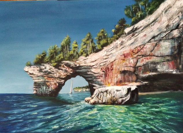 Picched Rocks Oil Canvas Marine Painting