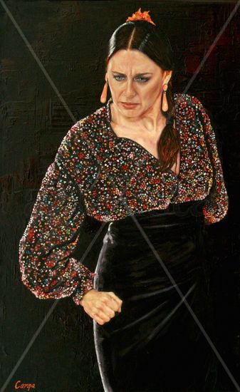 Ana Romero (Flamenco Dancer) Óleo Lienzo Retrato