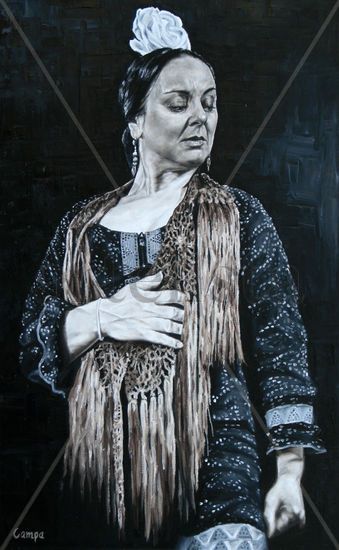 Tasha González (Flamenco Dancer) Óleo Lienzo Retrato