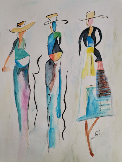 Mulheres Watercolour Paper Figure Painting