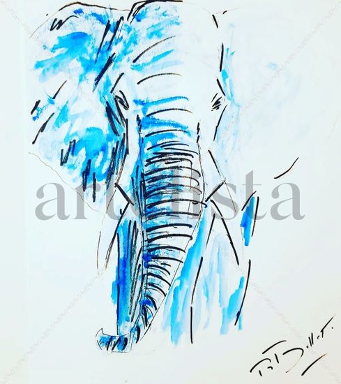 Série en azul. N°1 Elephant Tinta