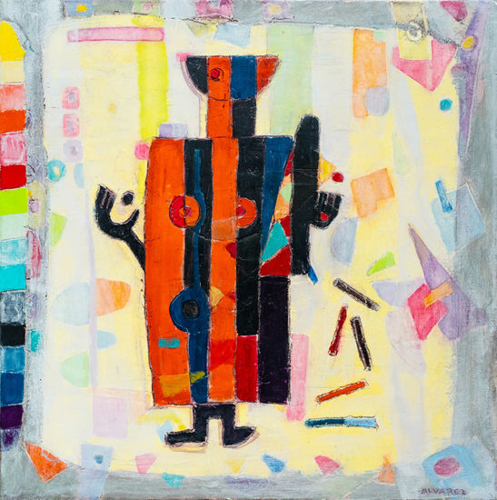 mujer equlibrista Acrylic Textile Figure Painting