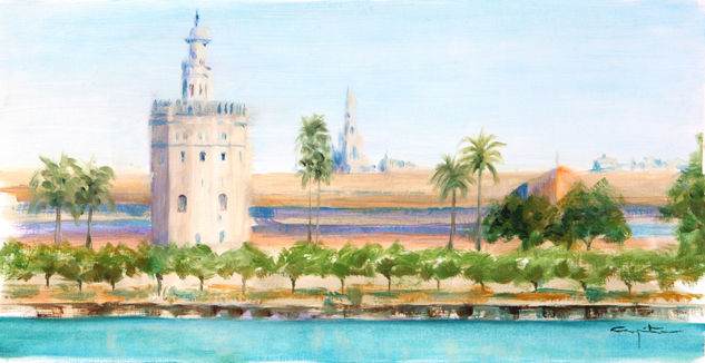 Torre del oro Óleo Papel Paisaje