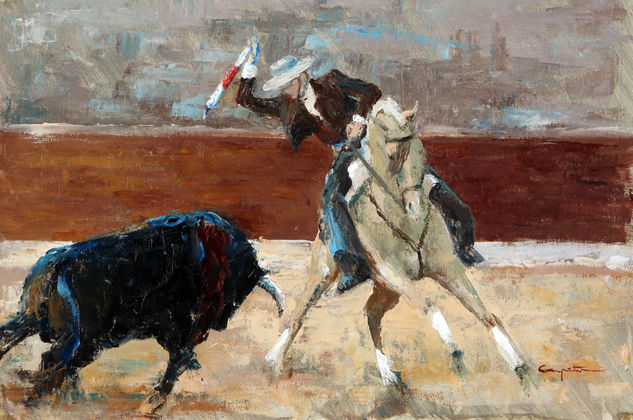 Faena a caballo Oil Canvas Others