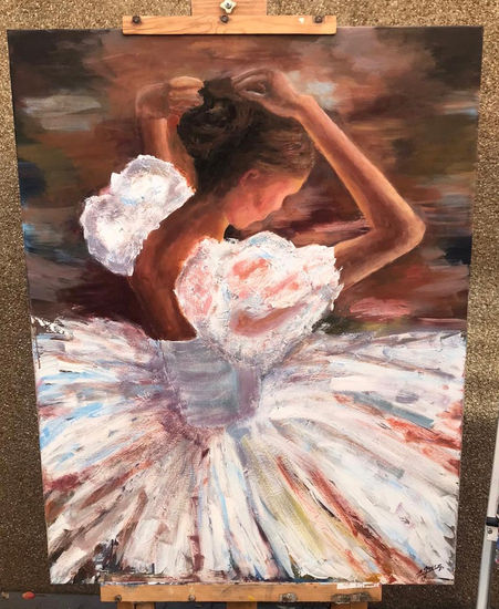 Bailarina arreglandose el pelo Acrylic Canvas Figure Painting