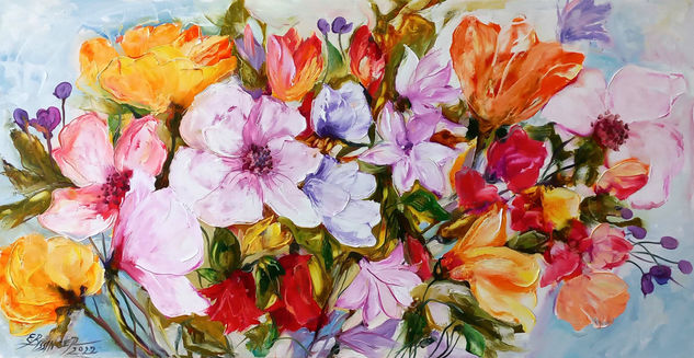 flori Bissinger Oil Canvas Floral Painting