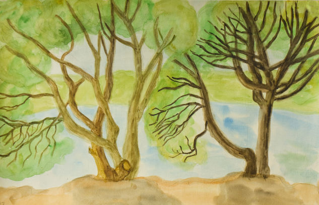 Willow trees near water Watercolour Paper Landscaping