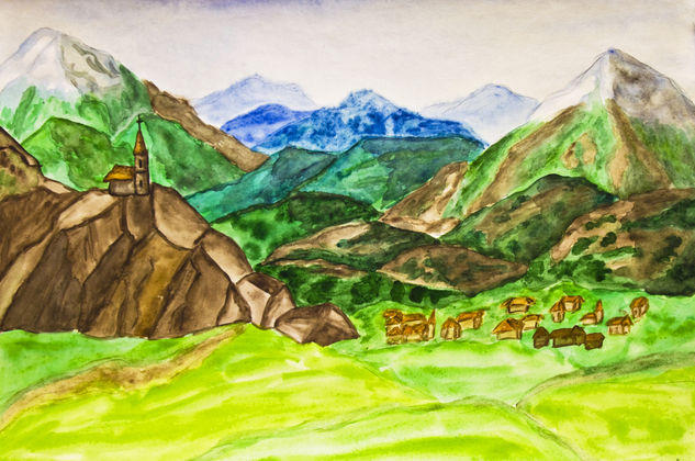 Mountains in Italy Watercolour Paper Landscaping