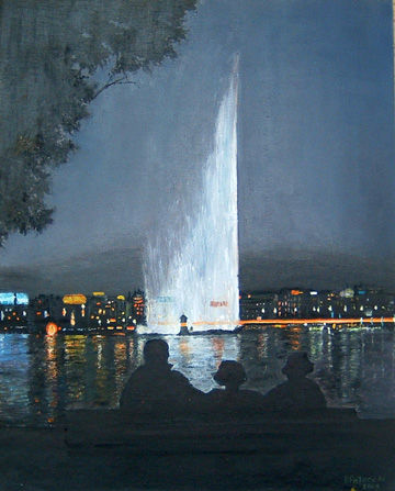 Fuente de noche Oil Canvas Landscaping