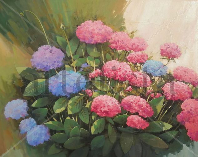 Hortensias Oil Canvas Floral Painting