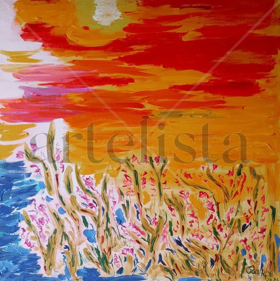 Atardecer desde la laguna. Acrylic Canvas Landscaping