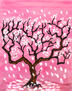 White tree in blossom on pink