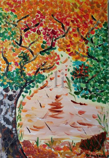 Camino otoñal/ Autumn path Acrylic Canvas Landscaping