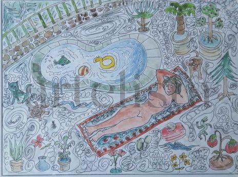 Eva en la piscina
