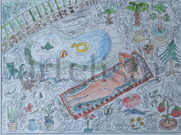 Eva en la piscina