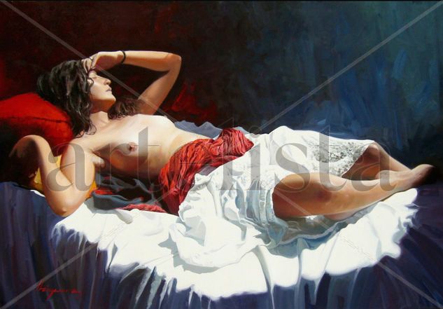 Siesta al sol Oil Canvas Figure Painting