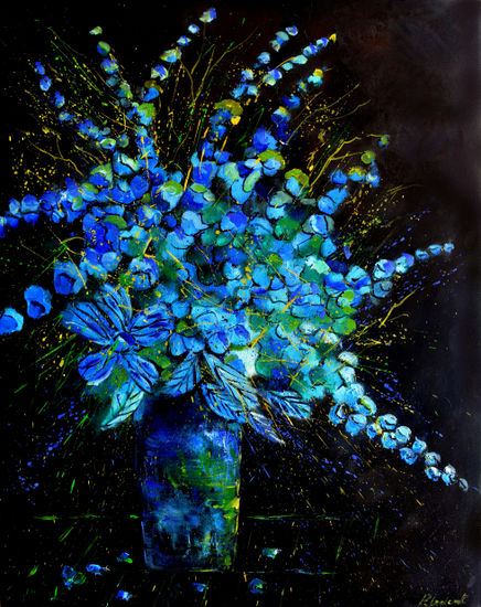 Silllife in blue Óleo Lienzo Floral