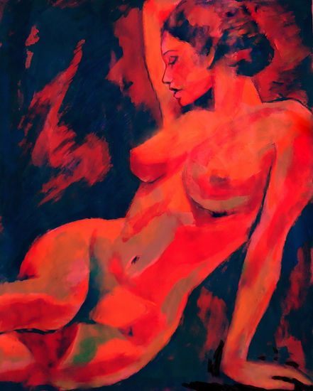 "Nude Pause" Acrílico Lienzo Desnudos