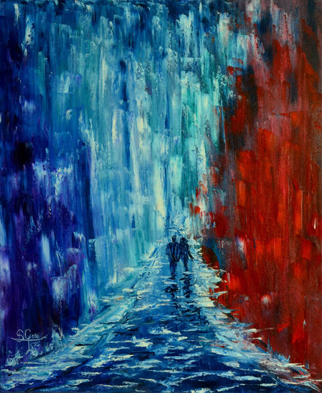 Solos en la calle. Oil Canvas Others