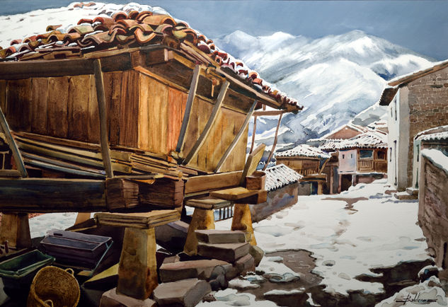 "Nevada en Asturias" Watercolour Paper Landscaping