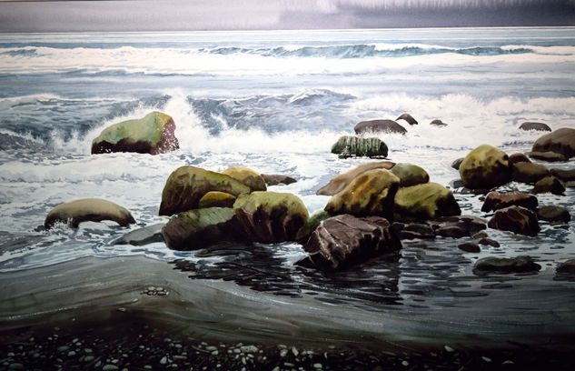 "Las rocas, marina" Acuarela Cartulina Marina