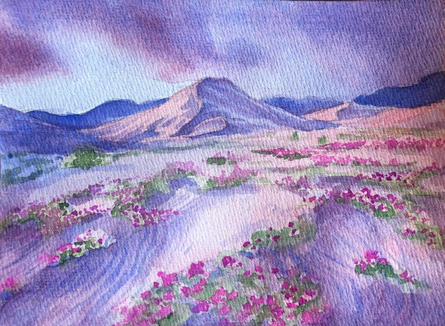 A purple mountain Watercolour Paper Landscaping