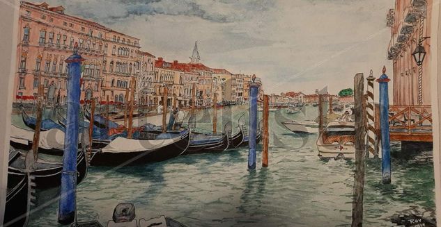 Venecia soñada Acuarela Papel Paisaje