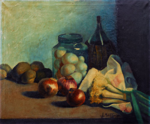 Huevos y cebollas Oil Textile Still Life Paintings