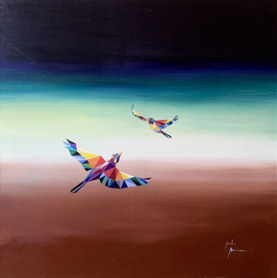 Pajaros libres y horizonte Oil Canvas Animals