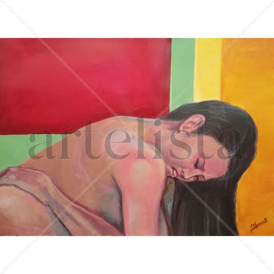 Mujer asiatica lll Acrylic Paper Nude Paintings