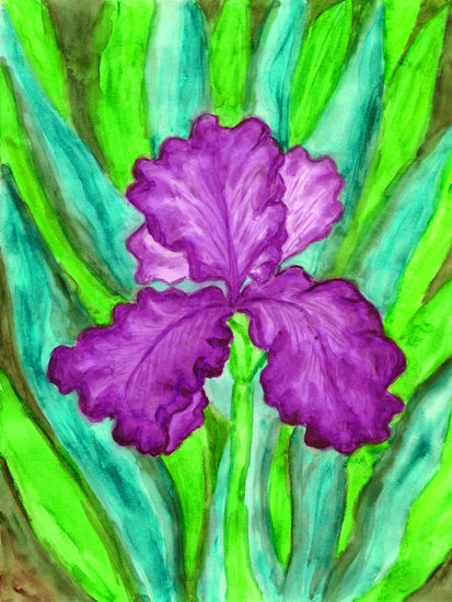 Violet iris 2 Watercolour Paper Floral Painting