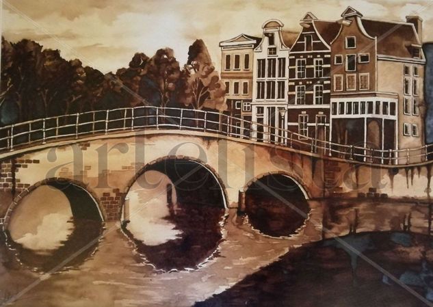 AMSTERDAM Acuarela Papel Paisaje