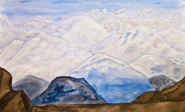 Snow tops of mountains Watercolour Paper Landscaping