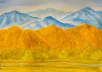 Blue and yellow hills