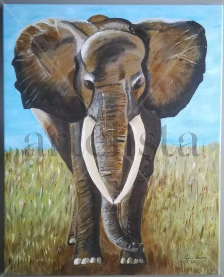 ***VENDIDO***  "ÉSTO NO ES UN ELEFANTE" Acrílico Lienzo Animales