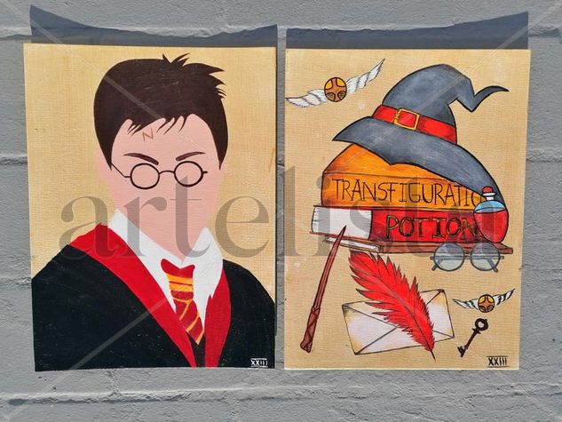 PINTURA DECORATIVA HARRY POTTER Acuarela Lienzo Figura