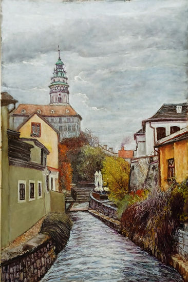 Ceský Krumlov-Republica Checa Óleo Lienzo Paisaje