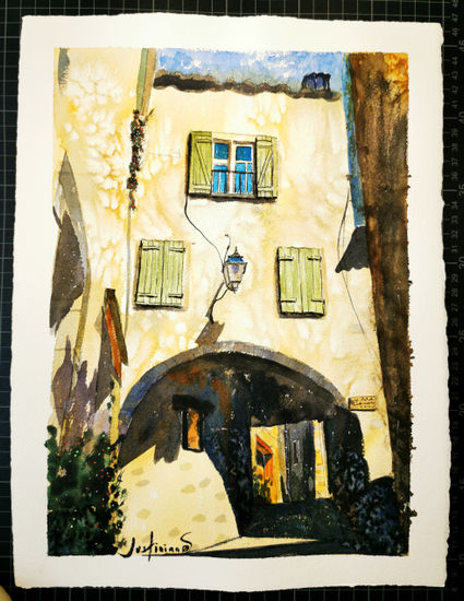 tour tour, Francia Acuarela Papel Paisaje